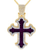EXTRA LARGE 10.88CT DIAMOND & AAA RUBY 14KT 2 TONE & BLACK GOLD 3D CROSS PENDANT