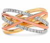ESTATE WIDE .37CT DIAMOND 14K TRI COLOR GOLD MULTI ROW CRISS CROSS INFINITY RING