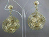 ESTATE LARGE 14KT YELLOW GOLD HANGING FLOWER FILIGREE HOOP EARRINGS 48MM #21557