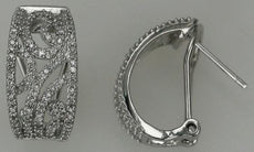 WIDE .57CT DIAMOND 14KT WHITE GOLD 3D SEMI CIRCULAR FILIGREE CLIP ON EARRINGS