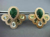 ESTATE LARGE 12CT MULTI COLOR GEM 18K ROSE GOLD 3D FLOWER LEAF FILIGREE EARRINGS