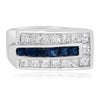 WIDE 2.11CT DIAMOND & AAA SAPPHIRE 14KT WHITE GOLD 3D PRINCESS UNISEX FUN RING