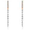1.08CT DIAMOND 18KT ROSE GOLD 3D CLASSIC ROUND SHARE PRONG DROP HANGING EARRINGS