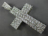 ESTATE MASSIVE 15CT ROUND DIAMOND PLATINUM HANDCRAFTED MULTI ROW CROSS PENDANT