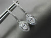ESTATE .98CT ROUND & MARQUISE DIAMOND 14KT WHITE GOLD 3D HALO HANGING EARRINGS