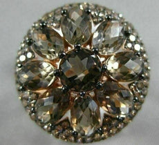 ESTATE 7.33CT CHOCOLATE FANCY DIAMOND & SMOKY TOPAZ 14KT ROSE GOLD FLOWER RING