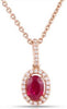 ESTATE .60CT DIAMOND & AAA RUBY 14K ROSE GOLD OVAL HALO CLASSIC FLOATING PENDANT