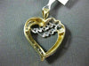 ESTATE LARGE .15CT DIAMOND 14KT TWO TONE GOLD 3D OPEN HEART I LOVE YOU PENDANT
