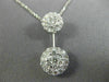 ESTATE 1.0CT ROUND DIAMOND 14K WHITE GOLD 3D FLOWER DOUBLE CLUSTER PENDANT #1939