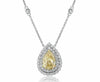 ESTATE LARGE 3.01CT WHITE & FANCY YELLOW DIAMOND 18KT 2 TONE GOLD HALO NECKLACE