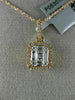 ESTATE .49CT DIAMOND 18KT ROSE GOLD 3D ROUND & BAGUETTE HALO CLUSTER PENDANT