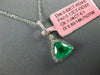 ESTATE 1.83CT DIAMONDS & AAA EMERALD 18K WHITE GOLD 3D TRILLION FLOATING PENDANT