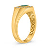 WIDE 1.07CT DIAMOND & AAA EMERALD 14KT YELLOW GOLD OVAL & ROUND BEZEL MEN'S RING