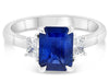 LARGE 2.58CT DIAMOND & AAA SAPPHIRE PLATINUM EMERALD CUT CLASSIC ENGAGEMENT RING