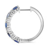 2.81CT DIAMOND & AAA SAPPHIRE 14KT WHITE GOLD ROUND HUGGIE HOOP HANGING EARRINGS