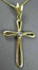 ANTIQUE .12CT DIAMOND 14KT YELLOW GOLD SOLITAIRE CROSS PENDANT & CHAIN #480