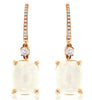5.95CT DIAMOND & AAA OPAL 14KT ROSE GOLD CUSHION & ROUND SQUARE HANGING EARRINGS