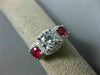 ESTATE LARGE 2.41CT DIAMOND & AAA RUBY 14KT WHITE GOLD 3 STONE ENGAGEMENT RING