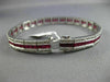 ESTATE WIDE 9.96CT DIAMOND & AAA RUBY 18KT WHITE GOLD 3D CLASSIC TENNIS BRACELET