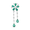 LARGE 3.69CT DIAMOND & AAA EMERALD 18K WHITE GOLD 3D PEAR SHAPE & ROUND EARRINGS