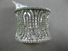 ESTATE WIDE 1.36CT DIAMOND 14KT WHITE GOLD MULTI WAVE CONCAVE FILIGREE FUN RING