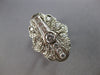ANTIQUE LARGE .85CT DIAMOND 14KT WHITE GOLD 3D FILIGREE FLORAL FUN RING #28141