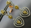 ESTATE LARGE 2.34CT WHITE & FANCY YELLOW DIAMOND 18KT 2 TONE GOLD HEART EARRINGS