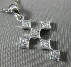 ANTIQUE SMALL .22CT DIAMOND 14KT WHITE GOLD ETOILE SQUARE CROSS PENDANT #12341