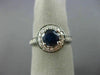 ESTATE 1.31CT DIAMOND & AAA SAPPHIRE 18KT WHITE GOLD 3D HALO ENGAGEMENT RING