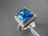 ESTATE LARGE 9.85CT DIAMOND & AAA BLUE TOPAZ 14KT WHITE GOLD 3D SQUARE HALO RING