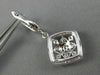 ESTATE LARGE .79CT DIAMOND 14KT WHITE GOLD SQUARE FLOWER HUGGIE HANGING EARRINGS
