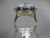 ESTATE 5.40CT AAA SAPPHIRE & AQUAMARINE 14KT WHITE GOLD FLOWER HEXAGON FUN RING