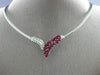ESTATE 2.83CT DIAMOND & AAA RUBY 14KT WHITE GOLD 3D V SHAPE OMEGA NECKLACE 15009