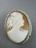ANTIQUE 14K WHITE HAND CARVED LADY SHELL CAMEO W/ SOUTH SEA PEARLS PENDANT #2093