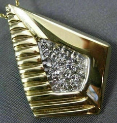 ESTATE LARGE .26CT DIAMOND 14KT WHITE & YELLOW GOLD TRIANGULAR FLOATING PENDANT