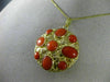 ANTIQUE LARGE AAA CORAL 18KT YELLOW GOLD DOUBLE SIDED FILIGREE PENDANT #16494