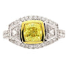 ESTATE LARGE 2.70CT WHITE & CANARY DIAMOND 18KT TWO TONE GOLD 3D ENGAGEMENT RING