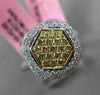 ESTATE WIDE .85CT DIAMOND 18KT WHITE & YELLOW GOLD SQUARE HEXAGON CLUSTER RING