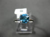 ESTATE 1.20CT AAA BLUE TOPAZ 14KT WHITE GOLD 3D SQUARE SOLITAIRE PROMISE RING