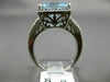 ESTATE LARGE 5.27CT AAA BLUE TOPAZ 14KT WHITE GOLD SQUARE HALO FILIGREE FUN RING