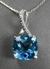ESTATE LARGE 4.52CT DIAMOND & AAA BLUE TOPAZ 14K WHITE GOLD LUCIDA PENDANT CHAIN