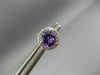 ESTATE 1.02CT DIAMOND & AAA AMETHYST 14K WHITE GOLD ROUND HALO CLASSIC EARRINGS