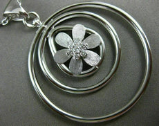 ESTATE LARGE .23CT DIAMOND 18K WHITE GOLD MULTI CIRCULAR FLOWER FLOATING PENDANT