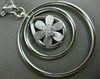 ESTATE LARGE .23CT DIAMOND 18K WHITE GOLD MULTI CIRCULAR FLOWER FLOATING PENDANT