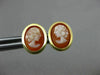 ESTATE OVAL 14KT YELLOW GOLD HANDCRAFTED LADY SHELL CAMEO EARRINGS 10mm #19573