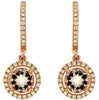 1.71CT DIAMOND & AAA MORGANITE 14KT ROSE GOLD 3D HALO LEVERBACK HANGING EARRINGS