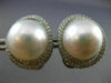 ESTATE LARGE 1.15CT DIAMOND & AAA SOUTH SEA PEARL 18KT WHITE GOLD STUD EARRINGS