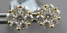LARGE 1.55CT DIAMOND 18KT YELLOW GOLD 3D INVISIBLE CLUSTER FLOWER STUD EARRINGS