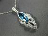 ESTATE 1.36CT DIAMOND & AAA BLUE TOPAZ 14KT WHITE GOLD 3D TEAR DROP LEAF PENDANT