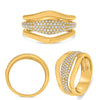 ESTATE WIDE .50CT DIAMOND 14KT YELLOW GOLD 3D ROUND MULTI ROW V SHAPE FUN RING